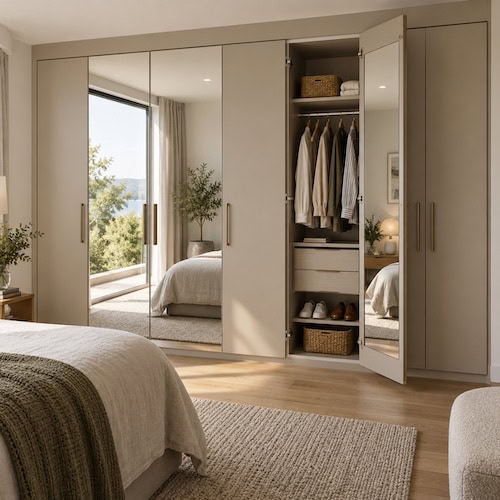 Mirrored Hinged Wardrobe Doors