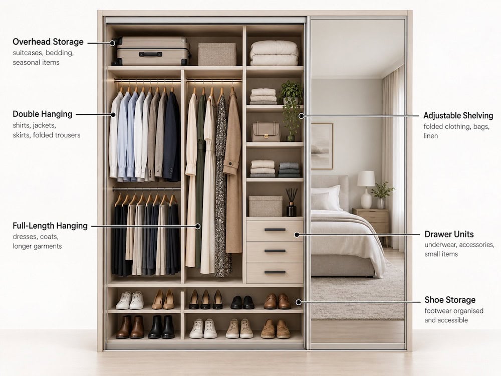 Mirrored Wardrobe Organisation Infographic
