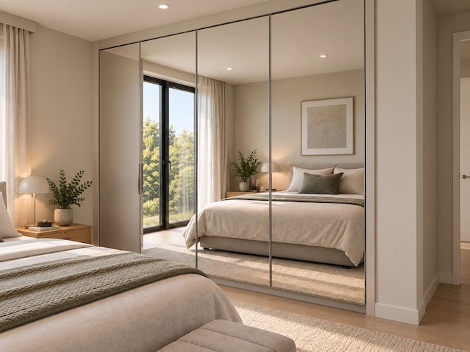 Mirrored Wardrobe Scandinavian Bedroom