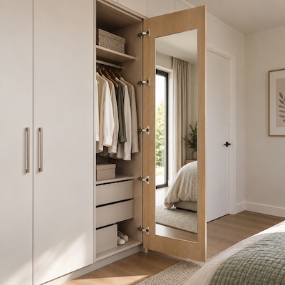Modern Oak Wardrobe with Inner Mirror