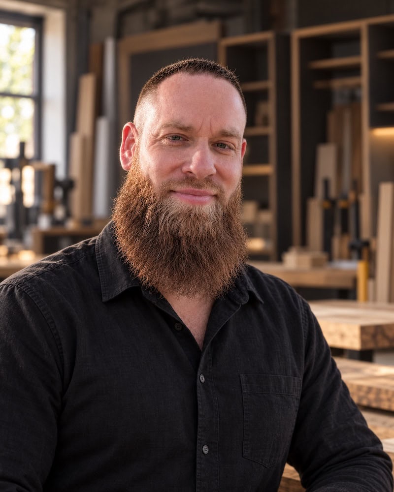 Portrait of the owner of Sultan’s Wardrobes - Sultan Kahil, in a joinery workshop in Sydney