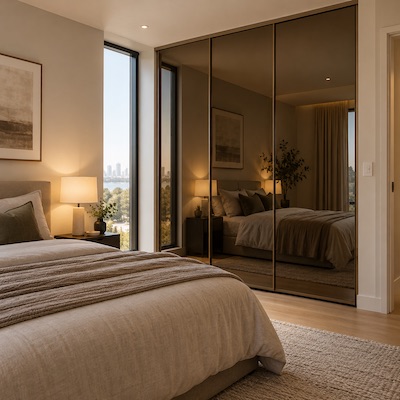 Tinted & Smoked Mirror-Wardrobe