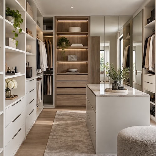 walk in wardrobe fronts & finishes
